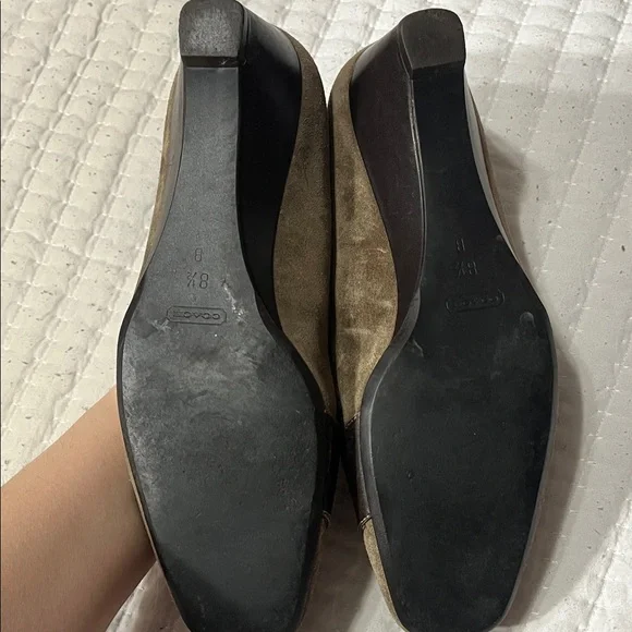 Coach Brown Suede Flats with Gold Accent - Picture 7 of 7